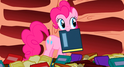 Size: 1099x597 | Tagged: safe, screencap, pinkie pie, g4, sonic rainboom (episode), female, mouth hold, solo