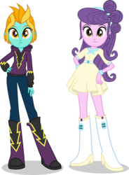 Size: 598x812 | Tagged: safe, artist:punzil504, lightning dust, suri polomare, equestria girls, g4, blue jeans, boots, button, clothes, crystal prep shadowbolts, cuffs, dress, duo, duo female, equestria girls-ified, female, hairband, hand on hip, high heel boots, hilarious in hindsight, hoodie, jeans, legs, pants, rain boots, rainbow dash's boots, rarity's purple boots, scarf, shadowbolts, shadowbolts costume, shoes, simple background, transparent background, vector