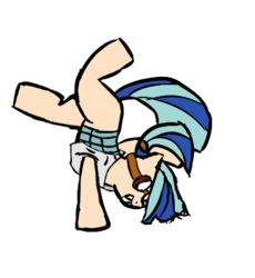 Size: 350x380 | Tagged: safe, artist:xenorager, oc, oc only, earth pony, pony, clothes, goggles, handstand, mlpdnd, ponytail
