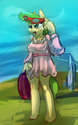 Size: 1349x2156 | Tagged: safe, artist:alumx, chickadee, ms. peachbottom, anthro, g4, female, solo