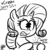 Size: 500x500 | Tagged: dead source, safe, artist:php92, rarity, pony, unicorn, g4, coffee, female, implied sweetie belle, monochrome, noodle incident, palindrome get, solo, sweetie fail