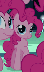 Size: 294x474 | Tagged: safe, screencap, pinkie pie, earth pony, pony, g4, season 3, too many pinkie pies, :t, animated, animated screencap, animation error, blinking, bouncing, clone, cute, diapinkes, face of mercy, faic, female, grin, looking at you, mare, multeity, pinkie clone, ponk, pronking, raised hoof, smiling, squee, that cute clone, too much pink energy is dangerous