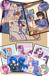 Size: 719x1112 | Tagged: safe, artist:sallymon, derpy hooves, dj pon-3, doctor whooves, octavia melody, princess cadance, princess celestia, princess luna, rainbow dash, rarity, time turner, twilight sparkle, vinyl scratch, human, g4, humanized, twilight sparkle (alicorn)