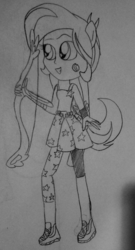 Size: 1787x3301 | Tagged: safe, artist:berrypunchrules, tennis match, human, equestria girls, g4, my little pony equestria girls: friendship games, alternate clothes, background human, bow (weapon), female, monochrome, ponied up, pony ears, solo, traditional art