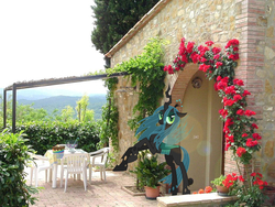 Size: 1024x768 | Tagged: safe, artist:jennieoo, artist:markenshi179, queen chrysalis, changeling, changeling queen, g4, irl, photo, ponies in real life, show accurate, tuscany, vector