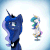 Size: 1200x1200 | Tagged: safe, artist:anticular, princess celestia, princess luna, alicorn, pony, ask sunshine and moonbeams, g4, animated, chair, female, grin, gritted teeth, mare, nervous, sitting, smiling, spinning, squee, stool, sweat, sweatdrop