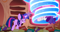 Size: 1099x597 | Tagged: safe, screencap, rarity, twilight sparkle, g4, sonic rainboom (episode), magic