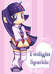 Size: 450x600 | Tagged: safe, artist:tsuchiyana tsumu, twilight sparkle, human, g4, book, female, horn, horned humanization, humanized, pixiv, solo