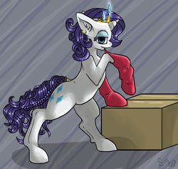 Size: 1000x950 | Tagged: safe, artist:poisindoodles, rarity, g4, alternate hairstyle, clothes, female, socks, solo, tiara