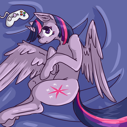 Size: 1000x1000 | Tagged: safe, artist:poisindoodles, twilight sparkle, alicorn, pony, g4, controller, female, mare, solo, twilight sparkle (alicorn)