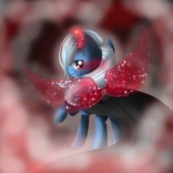 Size: 900x900 | Tagged: safe, artist:chanceyb, trixie, pony, unicorn, g4, artificial wings, augmented, female, glowing eyes, magic, magic wings, mare, solo, wings