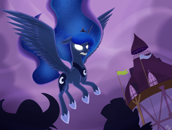 Size: 3200x2400 | Tagged: safe, artist:iraincloud, princess luna, g4, luna eclipsed, my little pony: friendship is magic, glowing eyes, high res, scene interpretation