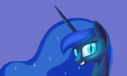 Size: 3000x1800 | Tagged: safe, artist:1nakir1, nightmare moon, princess luna, g4, female, glowing eyes, grin, looking at you, nightmare luna, portrait, slit pupils, smiling, solo, squee, wallpaper