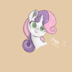Size: 1000x1000 | Tagged: safe, artist:usager, sweetie belle, g4, female, portrait, smiling, solo