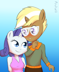 Size: 811x1000 | Tagged: safe, artist:empyu, rarity, trenderhoof, anthro, g4, duo, trenderity