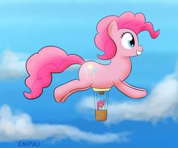 Size: 1000x834 | Tagged: safe, artist:empyu, pinkie pie, human, g4, hot air balloon, humanized, solo