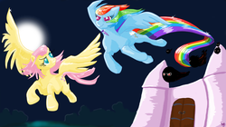 Size: 2600x1461 | Tagged: safe, artist:daimsplitter, fluttershy, rainbow dash, g4