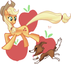 Size: 600x541 | Tagged: safe, artist:phantosanucca, applejack, winona, g4