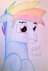 Size: 1536x2270 | Tagged: safe, artist:a7xcaramel, rainbow dash, g4, crying, rainbow blitz, rule 63, sad, solo, traditional art