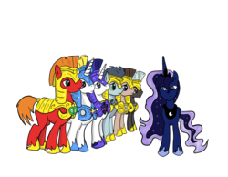 Size: 2560x1984 | Tagged: safe, artist:witkacy1994, big macintosh, doctor whooves, prince blueblood, princess luna, shining armor, soarin', thunderlane, time turner, earth pony, pony, g4, armor, background six, male, royal guard, simple background, stallion, transparent background