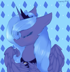 Size: 1280x1313 | Tagged: safe, artist:alittlepegasusbirb, princess luna, g4, eyes closed, female, s1 luna, solo