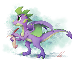 Size: 1060x884 | Tagged: safe, artist:c-puff, spike, dragon, g4, older, older spike, teenage spike, teenaged dragon, teenager, winged spike, wings, writing