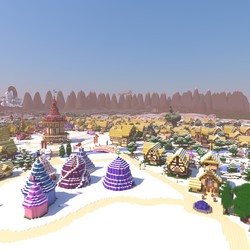 Size: 1200x1200 | Tagged: safe, g4, brohoof.com, cloudsdale, fountain, golden oaks library, minecraft, ponyville, ponyville town hall, rainbow dash's house, render, snow, tent, town hall, tree, trixie's wagon