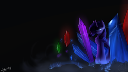 Size: 1920x1080 | Tagged: safe, artist:silverfox057, rarity, g4, crystal, female, glowing eyes, solo, wallpaper