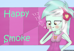 Size: 1524x1055 | Tagged: safe, artist:ytpinkiepie2, lyra heartstrings, equestria girls, g4, cigarette, female, smoking, solo