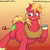 Size: 900x900 | Tagged: safe, artist:nekocrispy, big macintosh, earth pony, pony, g4, bhm, bigger macintosh, chubby, chubby cheeks, double chin, eating, fat, gradient background, male, messy eating, neck roll, pie, sequence, solo, stallion, strong fat, weight gain, weight gain sequence