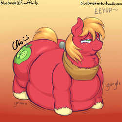 Size: 900x900 | Tagged: safe, artist:nekocrispy, big macintosh, earth pony, pony, g4, bhm, big boys, bigger macintosh, chubby cheeks, double chin, fat, male, morbidly obese, neck roll, obese, rolls of fat, sequence, stallion, weight gain, weight gain sequence