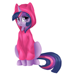 Size: 910x1024 | Tagged: dead source, safe, artist:voilet14, edit, twilight sparkle, g4, clothes, female, hoodie, sitting, solo, wingless edit