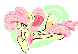 Size: 1280x895 | Tagged: safe, artist:aquadiamonds, fluttershy, g4, alternate hairstyle, blushing, female, smiling, solo