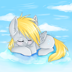 Size: 1024x1024 | Tagged: safe, artist:voilet14, derpy hooves, pegasus, pony, g4, cloud, cloudy, female, mare, sleeping, solo