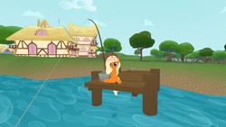 Size: 1920x1080 | Tagged: safe, oc, oc only, oc:dreamsicle, legends of equestria, 3d, fishing, glasses