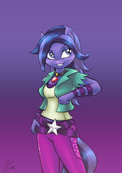 Size: 1447x2046 | Tagged: safe, artist:lovelyneckbeard, aria blaze, oc, anthro, equestria girls, g4, my little pony equestria girls: rainbow rocks, anthro oc, cosplay