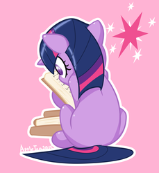Size: 2150x2349 | Tagged: safe, artist:appletea, twilight sparkle, g4, book, cute, high res, reading, sitting