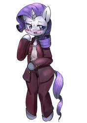 Size: 1024x1448 | Tagged: safe, artist:yajima, rarity, semi-anthro, g4, arm hooves, bipedal, clothes, uniform