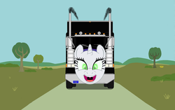 Size: 2300x1447 | Tagged: safe, artist:lonewolf3878, rarity, g4, inspiration manifestation, discussion in the comments, inspirarity, maximum overdrive (movie), possessed, stephen king, truck, wat