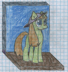 Size: 871x917 | Tagged: safe, artist:firehawk421, oc, oc only, oc:buttercheese, graph paper, solo, traditional art