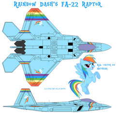 Size: 1800x1858 | Tagged: safe, artist:lonewolf3878, rainbow dash, pegasus, pony, g4, aircraft, airplane dash, f-22 raptor, jet, lockheed corporation, plane, ponified, warplane