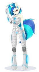 Size: 635x1170 | Tagged: safe, artist:bookxworm89, dj pon-3, vinyl scratch, android, cyborg, anthro, g4, female, solo