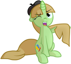 Size: 500x451 | Tagged: safe, artist:furrgroup, oc, oc only, oc:buttercheese, pony, unicorn, floppy ears, one eye closed, simple background, solo, white background