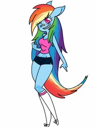 Size: 768x1024 | Tagged: safe, artist:fckyou5ideways, rainbow dash, anthro, g4, ambiguous facial structure, bandage, female, solo