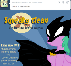 Size: 500x463 | Tagged: safe, oc, oc only, oc:squaky clean, ask, ask-squeaky-clean, batman, quick! to the batmobile!