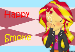 Size: 1524x1055 | Tagged: safe, artist:ytpinkiepie2, sunset shimmer, equestria girls, g4, cigarette, female, smoking, solo