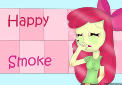 Size: 1525x1055 | Tagged: safe, artist:ytpinkiepie2, apple bloom, equestria girls, g4, cigarette, clothes, female, smoking, solo