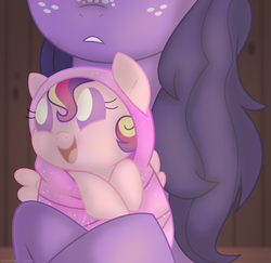 Size: 836x811 | Tagged: safe, artist:faith-wolff, princess cadance, oc, oc:melody chime, pony, fanfic:the bridge, g4, adopted offspring, adoption, baby, baby pony, cute, cutedance, female, filly, foal, parent:oc:lead choir, parent:oc:melody chime, parents:oc x oc, story included, younger