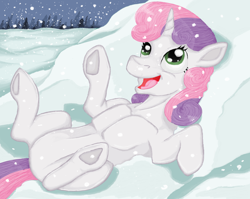 Size: 3488x2776 | Tagged: safe, artist:mlpdarksparx, sweetie belle, g4, female, high res, legitimately amazing mspaint, ms paint, snow, snowfall, solo, underhoof