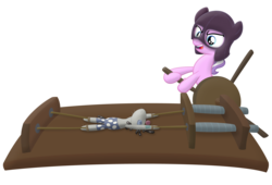 Size: 5694x3882 | Tagged: safe, artist:frogem, diamond tiara, smarty pants, earth pony, pony, g4, female, filly, foal, mask, rack, simple background, torture, transparent background